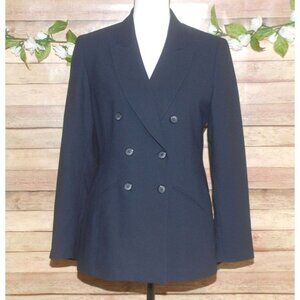 Vintage Kasper A.S.L. Petite Navy Blue Jacket Blazer Size 8P Lined Office Career